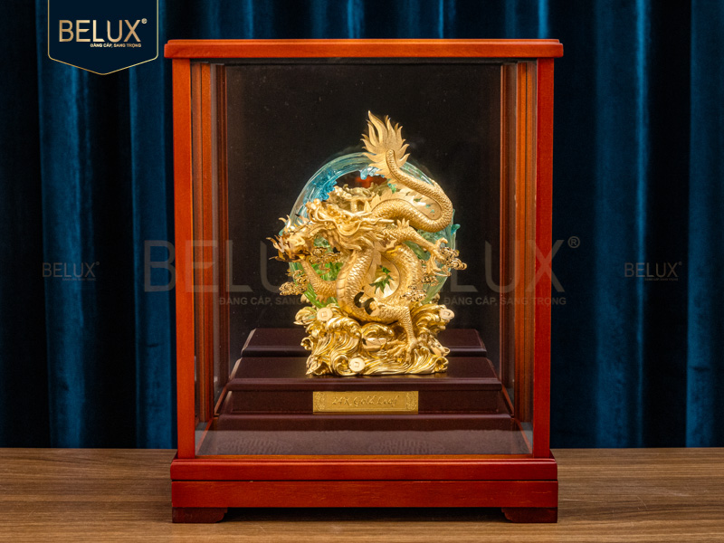 Tượng Rồng Vòng Ngọc dát vàng 24k&nbsp;29x17x34cm